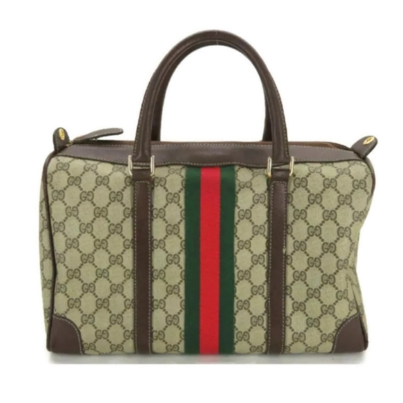 Gucci Handbags - 💯AUTH GUCCI VINTAGE SHERRY PVC LEATHER HAND BAG